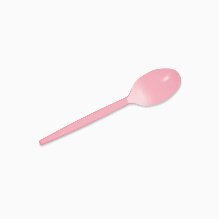 Pastel Pink Reusable Plastic Desert Spoon (pack of 15) - Anilas UK