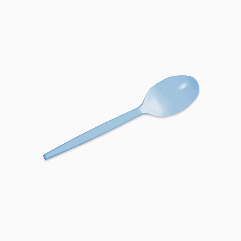 Pastel Blue Reusable Plastic Desert Spoon (pack of 15) - Anilas UK