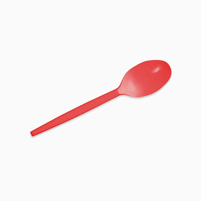 Red Reusable Plastic Spoon (pack of 15) - Anilas UK