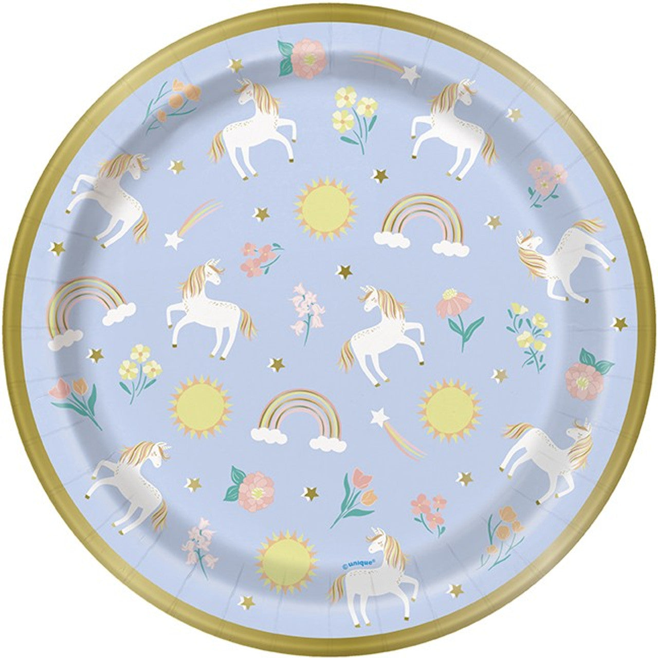 Dainty Unicorn Happy Birthday Paper Plates - 21.9cm (Pack of 8) - Anilas UK