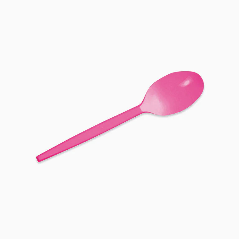 Hot Pink Reusable Plastic Spoon (pack of 15) - Anilas UK