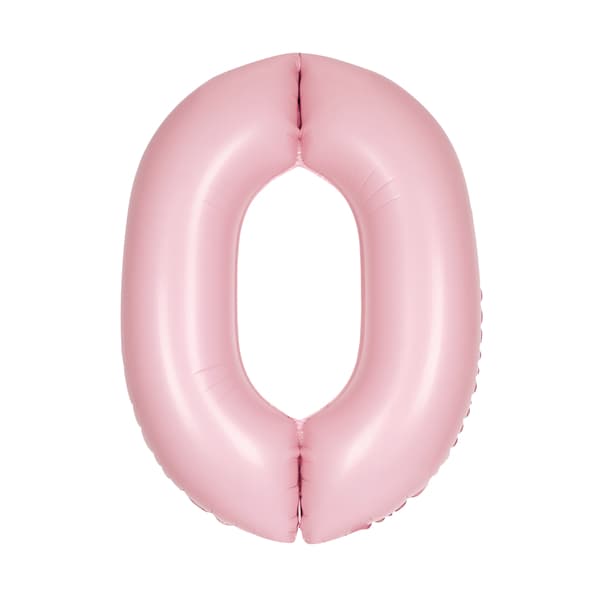 Pastel Matte Pink Number 0 Foil Balloon 86cm - Anilas UK