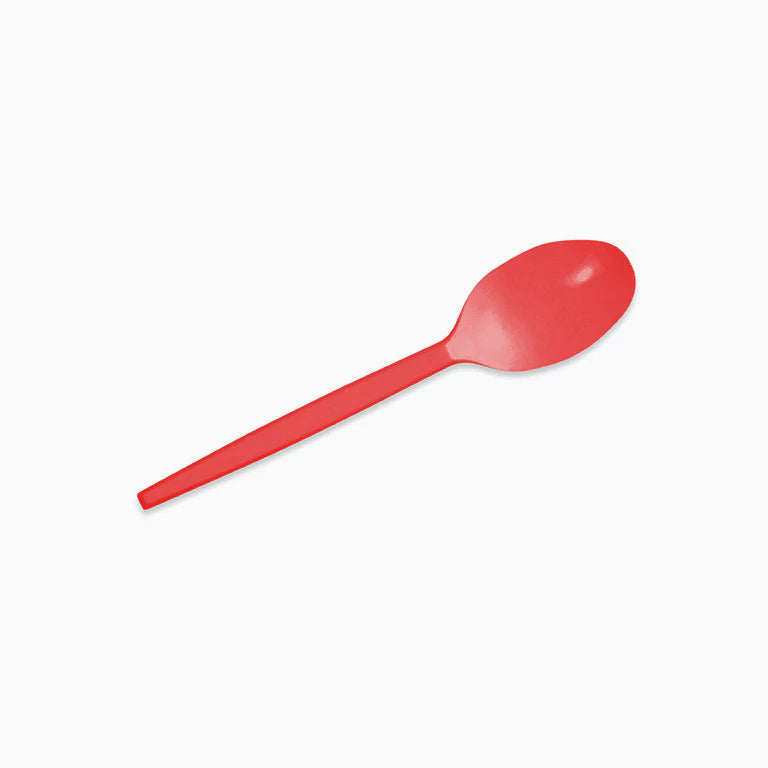 Red Reusable Plastic Desert Spoon (pack of 15) - Anilas UK