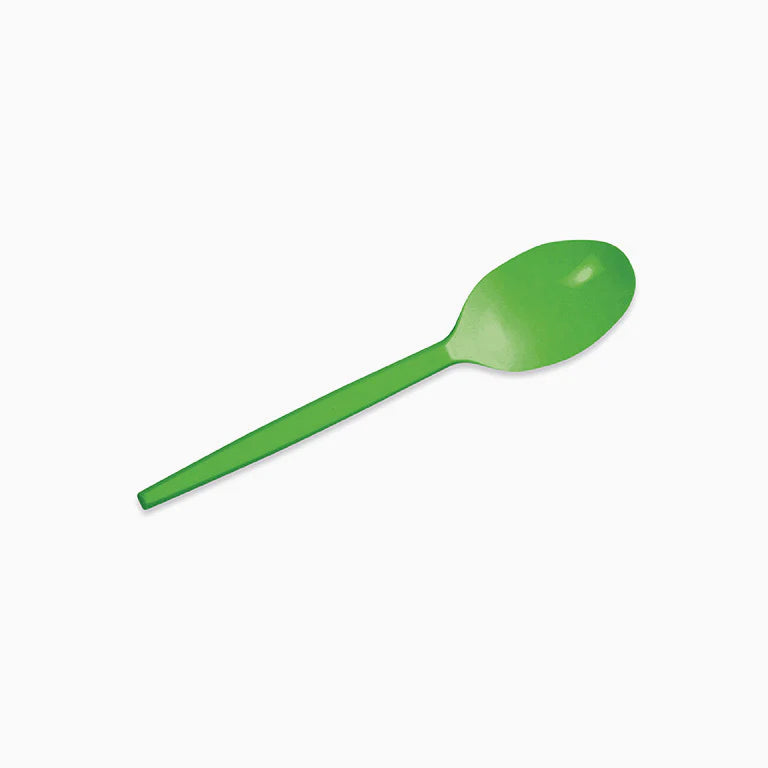 Green Reusable Plastic Desert Spoon (pack of 15) - Anilas UK