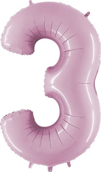 Pastel Pink Number 3 Foil Balloon - Anilas UK