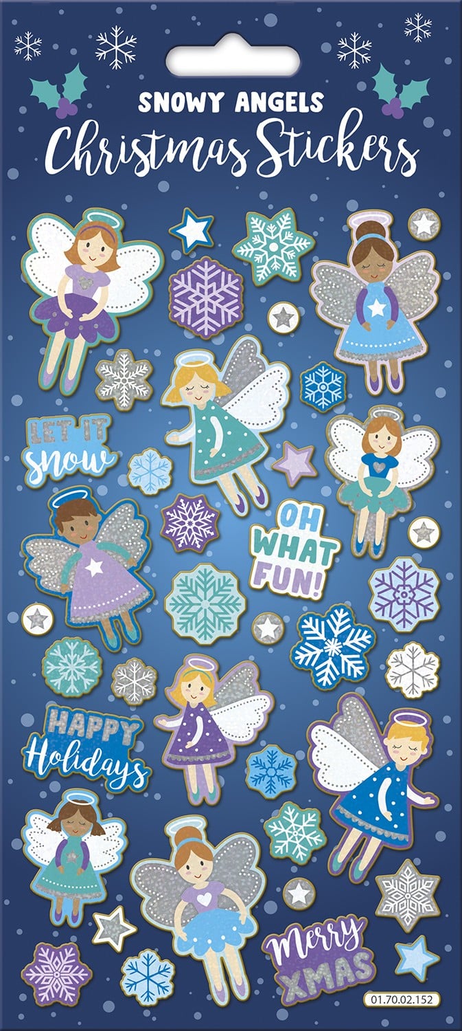 Christmas Snowy Angels Foil Stickers - Anilas UK