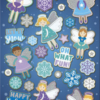 Christmas Snowy Angels Foil Stickers - Anilas UK