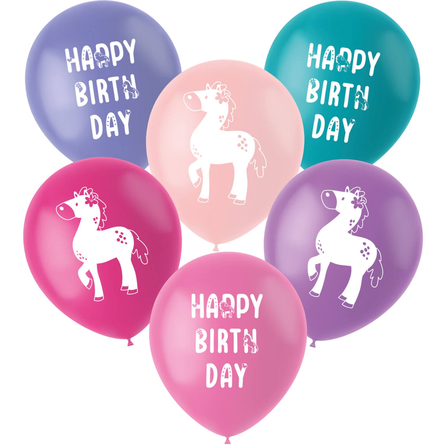 Happy Horse Latex Birthday Party Balloons -  (33cm - 6 pieces) - Anilas UK