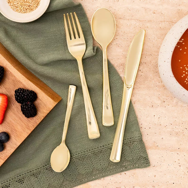 Gold Premium Reusable Plastic Spoon (pack of 6) - Anilas UK