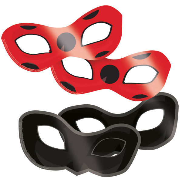 Miraculous Lady Bug  Birthday Party Face Masks - 8 Pack - Anilas UK