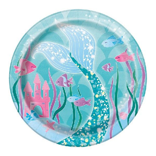 Mermaid Round Paper Plates - 17.1cm (Pack of 8) - Anilas UK