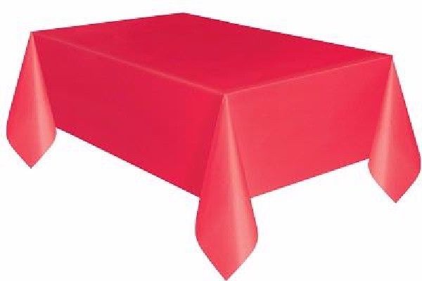 Red Plastic Party Tablecloth (137x274 cm) - Anilas UK