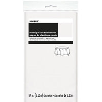 
              White Plastic Party Round Table Cover (213 cm) - Anilas UK
            