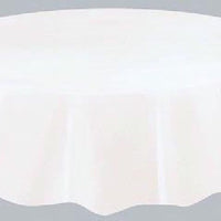 White Plastic Party Round Table Cover (213 cm) - Anilas UK