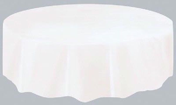 White Plastic Party Round Table Cover (213 cm) - Anilas UK