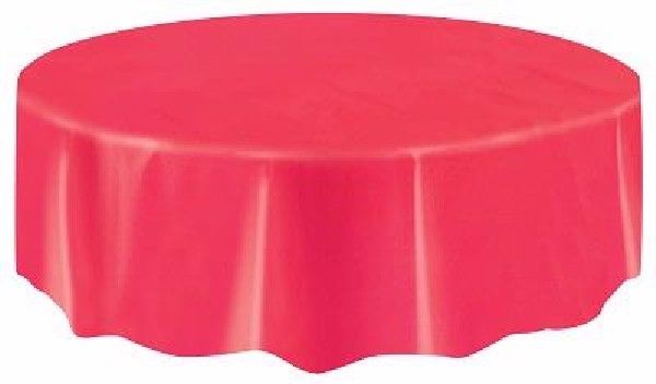 Red Plastic Party Round Table Cover (213 cm) - Anilas UK