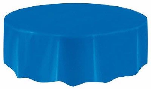 Royal Blue Plastic Party Round Table Cover (213 cm) - Anilas UK