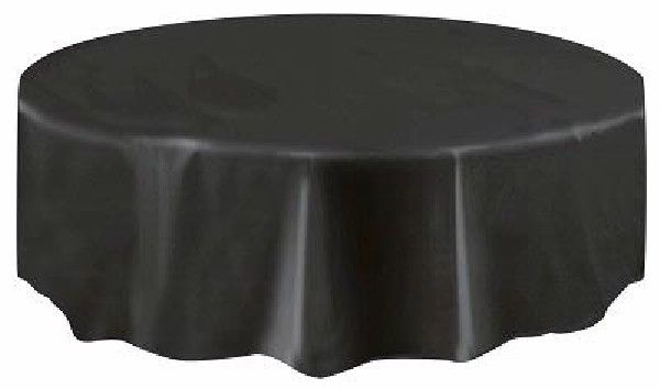 Black Plastic Party Round Table Cover (213 cm) - Anilas UK