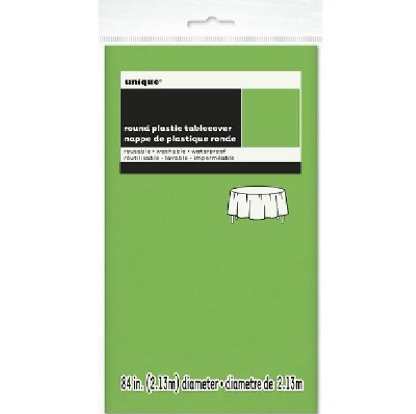 Lime Green Plastic Party Round Table Cover (213 cm) - Anilas UK