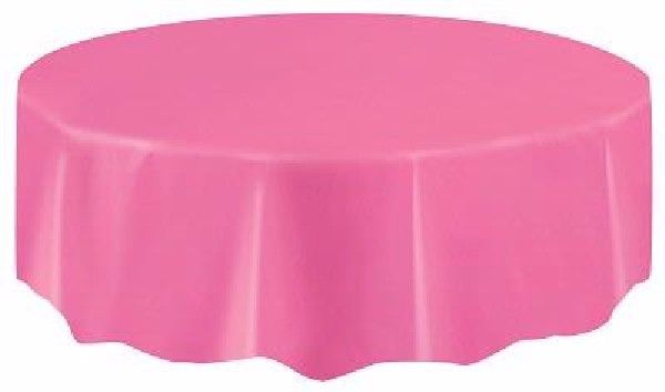 Hot Pink Plastic Party Round Table Cover (213 cm) - Anilas UK