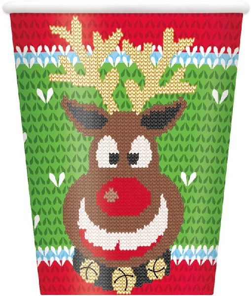 Christmas Sweater Print Party Cups (Pack of 8) - Anilas UK