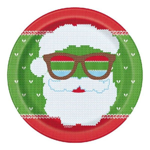 Christmas Sweater Print Round Paper Plates - 17.1cm (Pack of 8) - Anilas UK