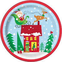Colourful Santa Round Paper Plates - 21.9cm (Pack of 8) - Anilas UK