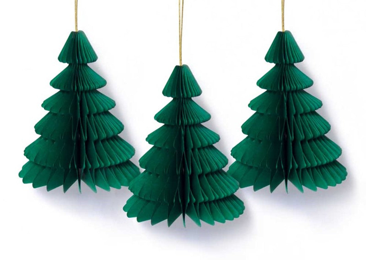 Pack of 3 Paper Honeycomb Christmas Tree Baubles - Anilas UK