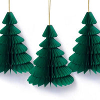 Pack of 3 Paper Honeycomb Christmas Tree Baubles