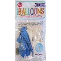 
              Latex Assorted Blue and White Happy 1st Birthday Balloons (Pack of 10)
            