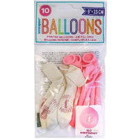 
              Latex Assorted Pink Happy 1st Birthday Balloons (Pack of 10)
            