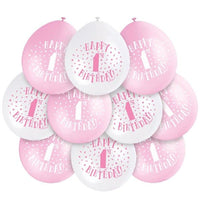 
              Latex Assorted Pink Happy 1st Birthday Balloons (Pack of 10)
            