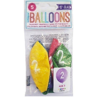 
              Age 2 Mixed Colour Party Balloons (Pack of 5)
            