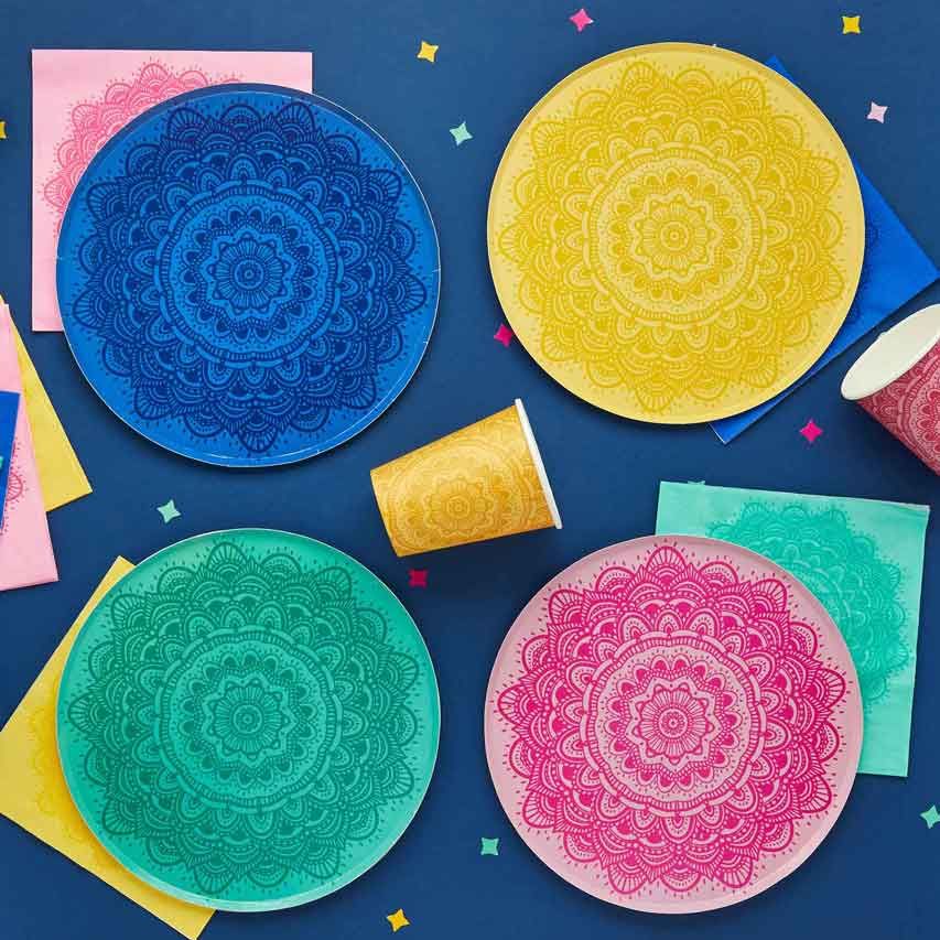 Mandala Design Paper Plates (Pack of 8) - Anilas UK