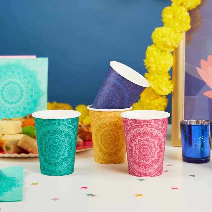 Mandala Design Paper Cups (Pack of 8) - Anilas UK