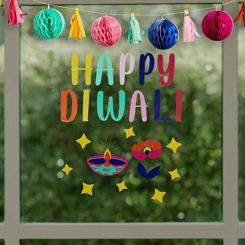 Happy Diwali Window Sticker Clings - Anilas UK
