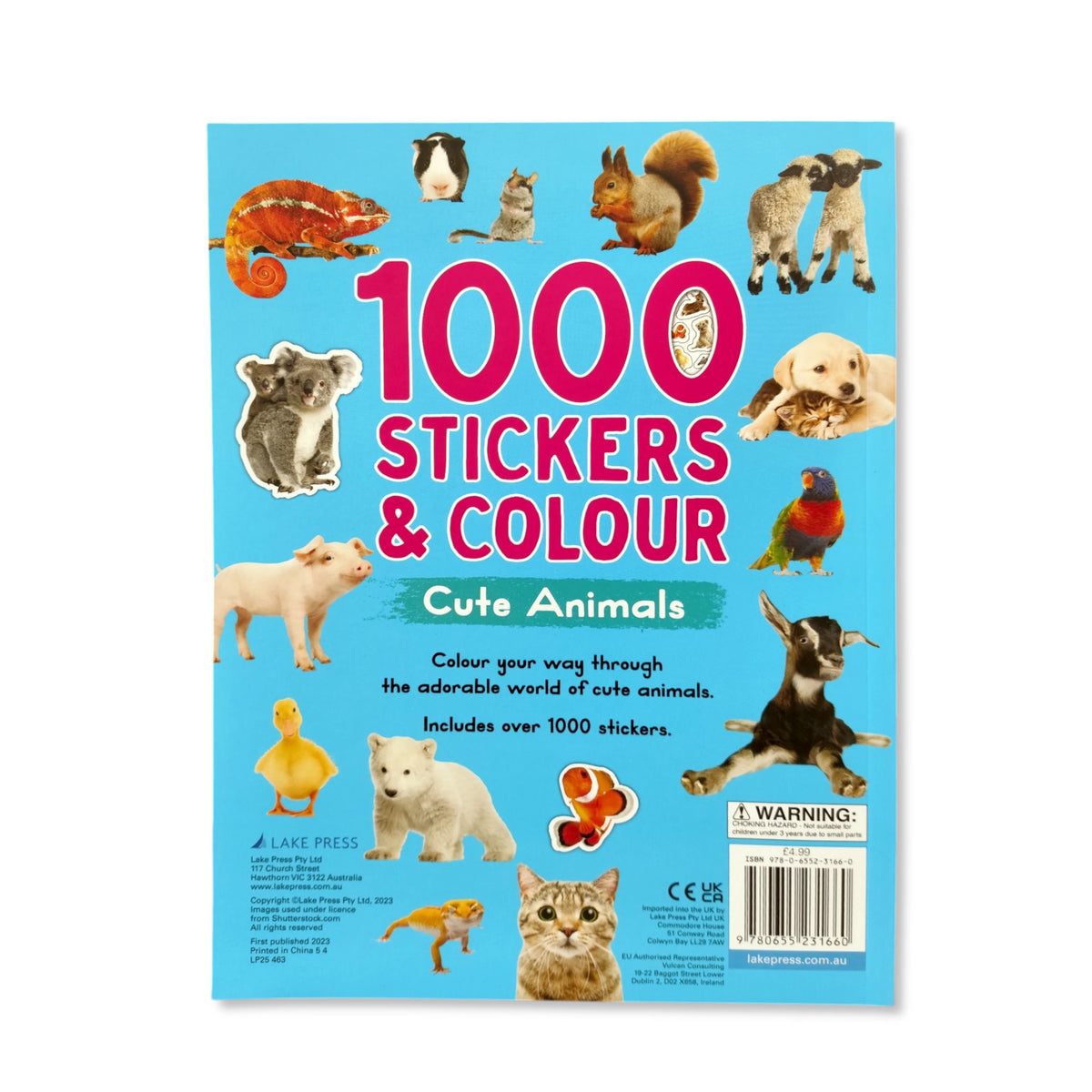 Cute Animals - 1000 Stickers and Colour - Anilas UK