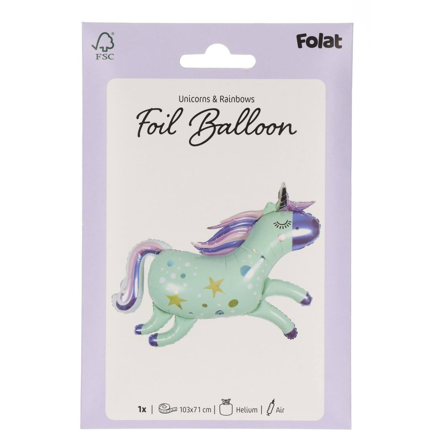 Unicorns & Rainbows Foil Birthday Party Balloon (103x71cm) - Anilas UK