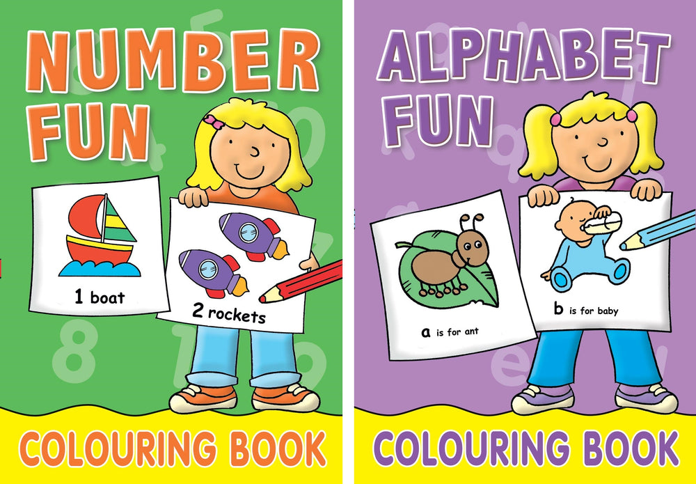 Number and Alphabet Colouring Books (Girls)