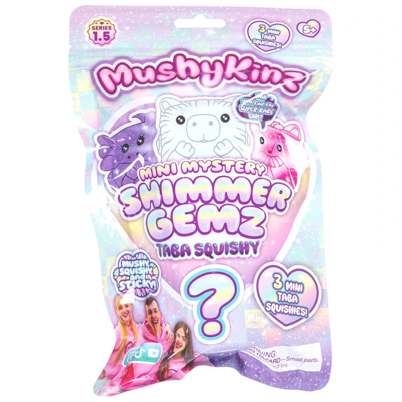 MushyKinz Mystery Mini Mushy Gemz Taba Squishies Toy 3 Pack Assortment