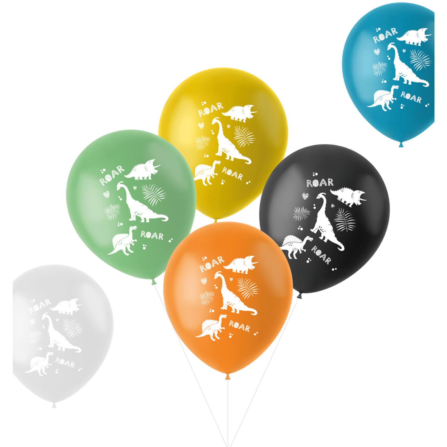 Dino Roars Birthday Party Latex Balloons -  (33 cm - 6 pieces) - Anilas UK