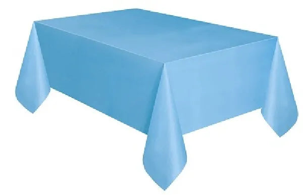 Powder Blue Plastic Party Tablecover  (137x274 cm) - Anilas UK