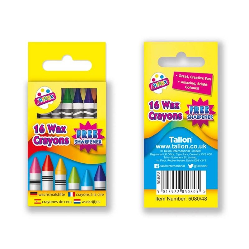 16 Wax Crayons with free sharpener - Anilas UK