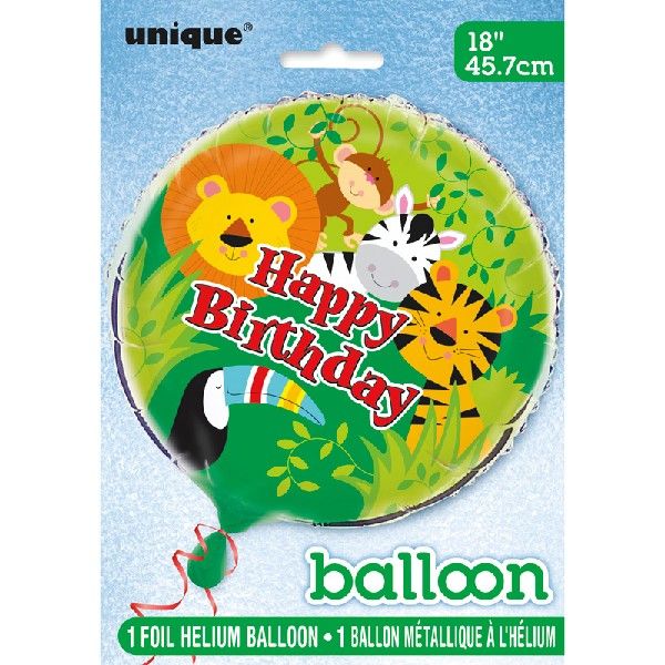 Animal Jungle "Happy Birthday" Foil Party Balloon - (45.7 cm) - Anilas UK