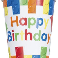 Bricks Happy Birthday Paper Cups (Pack of 8)