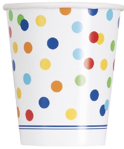 Rainbow Polka Dot Paper Cups (Pack of 8) - Anilas UK