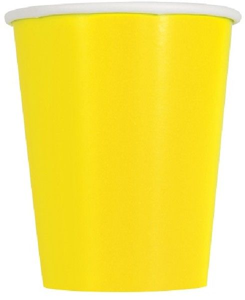 Neon Yellow Paper Party Cups (Pack of 14)