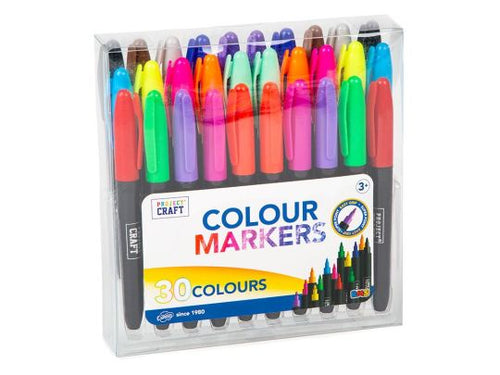 30 Colour Markers (15 Colours, 2 Per Colour) with vibrant shades