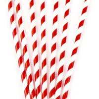 Red and White Candy Stripe Paper Straws (Pack of 100) - Anilas UK