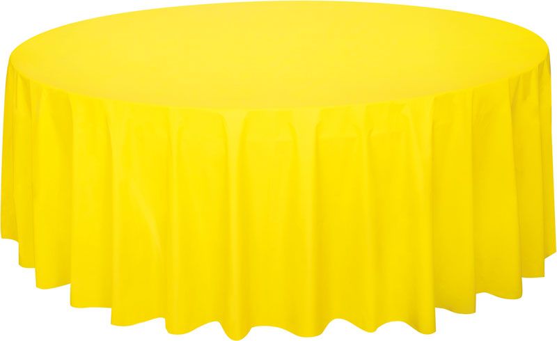 Neon Yellow Plastic Party Round Table Cover (213 cm) - Anilas UK
